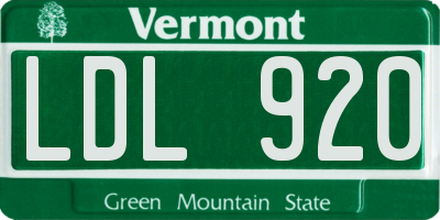 VT license plate LDL920