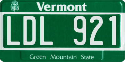 VT license plate LDL921