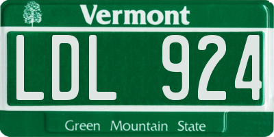 VT license plate LDL924