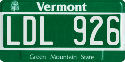 VT license plate LDL926