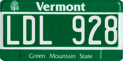 VT license plate LDL928