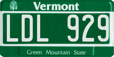 VT license plate LDL929