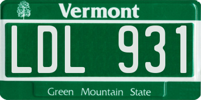 VT license plate LDL931