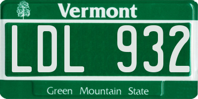 VT license plate LDL932