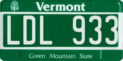 VT license plate LDL933