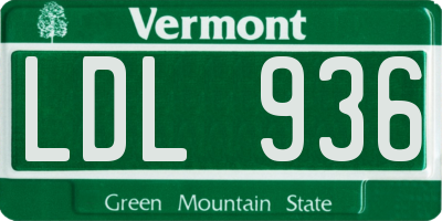VT license plate LDL936
