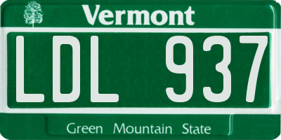 VT license plate LDL937