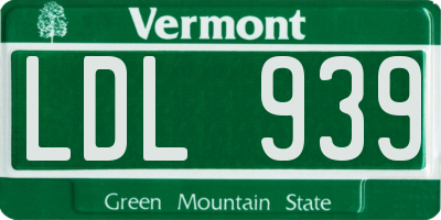 VT license plate LDL939