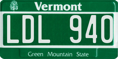 VT license plate LDL940