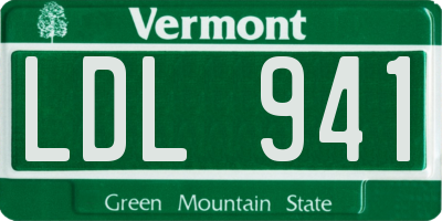 VT license plate LDL941