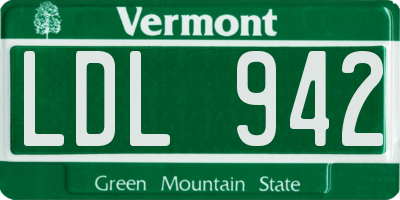 VT license plate LDL942