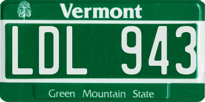 VT license plate LDL943