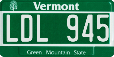 VT license plate LDL945