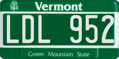 VT license plate LDL952