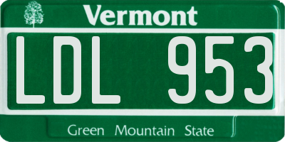 VT license plate LDL953