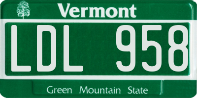 VT license plate LDL958