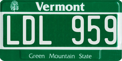 VT license plate LDL959