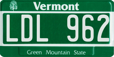 VT license plate LDL962