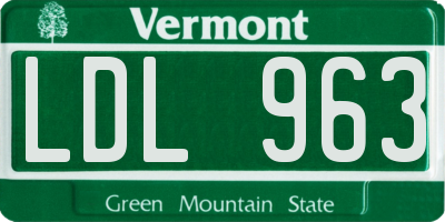 VT license plate LDL963