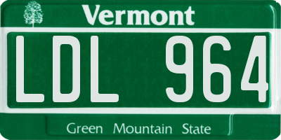 VT license plate LDL964