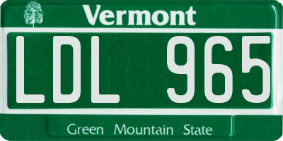 VT license plate LDL965