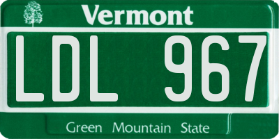 VT license plate LDL967