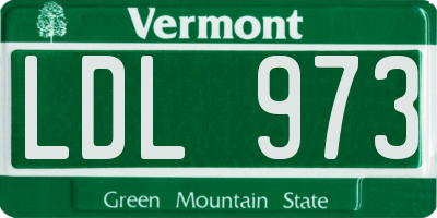 VT license plate LDL973