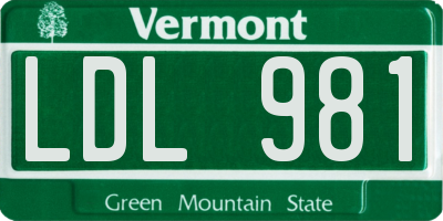 VT license plate LDL981