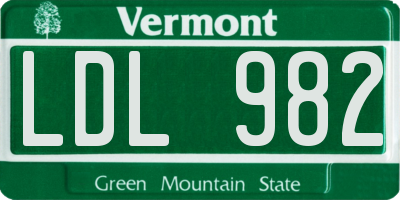 VT license plate LDL982