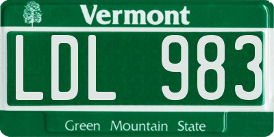 VT license plate LDL983