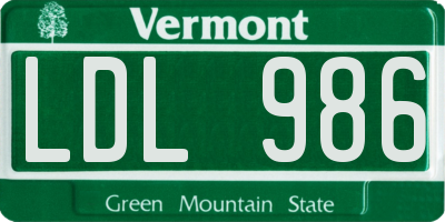 VT license plate LDL986