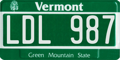 VT license plate LDL987