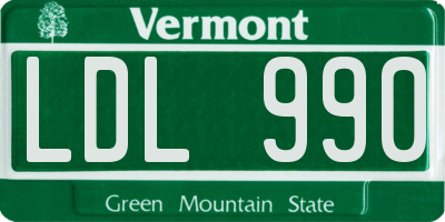 VT license plate LDL990