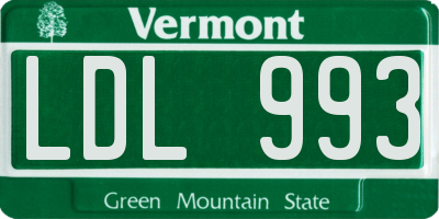 VT license plate LDL993