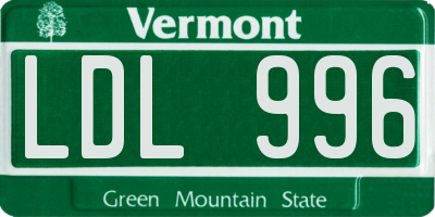 VT license plate LDL996