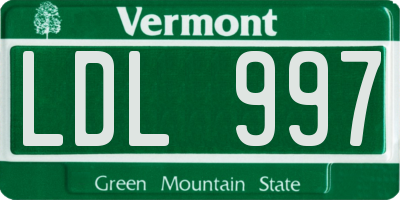 VT license plate LDL997