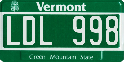 VT license plate LDL998