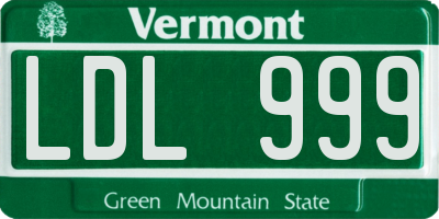 VT license plate LDL999