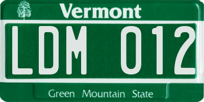 VT license plate LDM012
