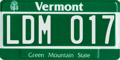 VT license plate LDM017