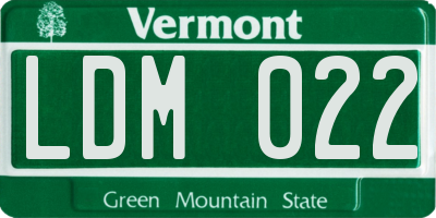 VT license plate LDM022