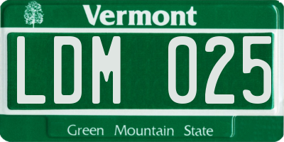 VT license plate LDM025