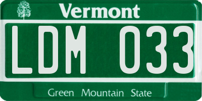 VT license plate LDM033