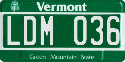 VT license plate LDM036