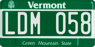 VT license plate LDM058