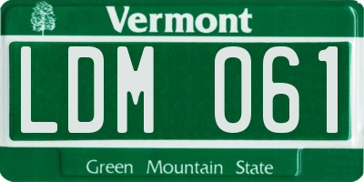 VT license plate LDM061