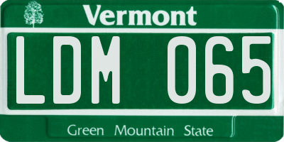 VT license plate LDM065