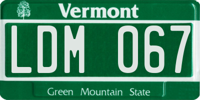 VT license plate LDM067