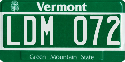 VT license plate LDM072