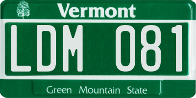 VT license plate LDM081